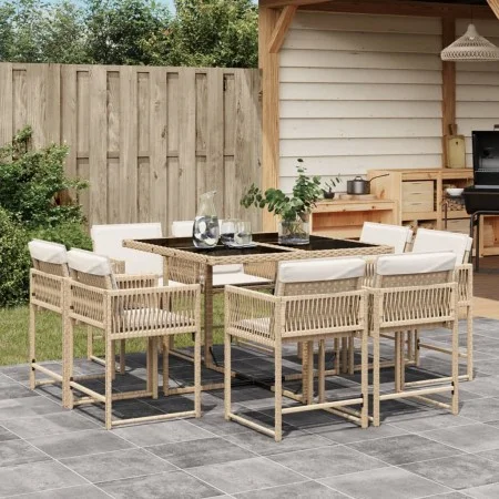 9-piece garden dining set with beige synthetic rattan cushions by , Garden sets - Ref: Foro24-3211558, Price: 478,88 €, Disco...