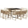 9-piece garden dining set with beige synthetic rattan cushions by , Garden sets - Ref: Foro24-3211558, Price: 397,05 €, Disco...