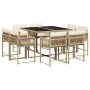 9-piece garden dining set with beige synthetic rattan cushions by , Garden sets - Ref: Foro24-3211558, Price: 478,88 €, Disco...