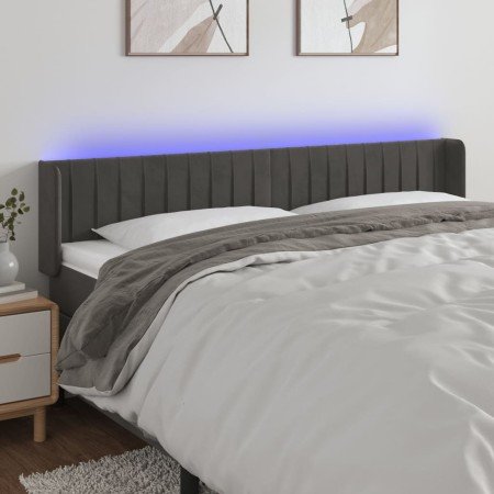 Cabecero con LED de terciopelo gris oscuro 203x16x78/88 cm en Cabeceros y pies de cama | Comprar online en Foro24