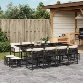 Garden dining set with 13-piece black synthetic rattan cushions by , Garden sets - Ref: Foro24-3211518, Price: 716,15 €, Disc...