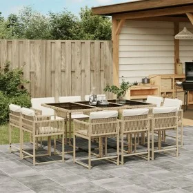 Garden dining set 11 pieces with beige synthetic rattan cushions by , Garden sets - Ref: Foro24-3211570, Price: 628,11 €, Dis...