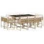 Garten-Essgruppe 11-teilig mit Kissen aus synthetischem Rattan in Beige. von , Gartensets - Ref: Foro24-3211570, Preis: 512,4...
