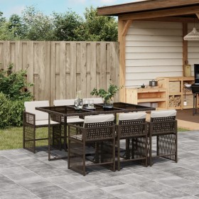 Set comedor de jardín 7 pzas con cojines ratán sintético marrón de , Conjuntos de jardín - Ref: Foro24-3211629, Precio: 485,0...