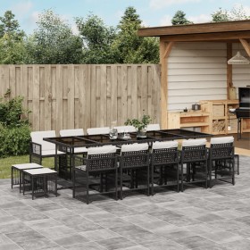 Garden dining set with 15-piece black synthetic rattan cushions. by , Garden sets - Ref: Foro24-3211710, Price: 819,44 €, Dis...