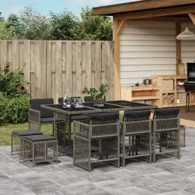 Garten-Essgruppe 11-teilig mit grauen Polstern aus synthetischem Rattan von , Gartensets - Ref: Foro24-3211688, Preis: 553,47...
