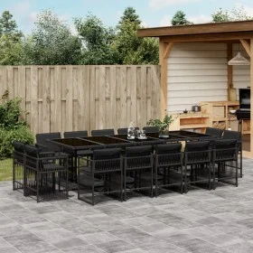 Garden dining set with 15-piece black synthetic rattan cushions. by , Garden sets - Ref: Foro24-3211771, Price: 984,58 €, Dis...