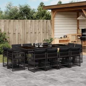Garden dining set with 13-piece black synthetic rattan cushions. by , Garden sets - Ref: Foro24-3211759, Price: 767,09 €, Dis...