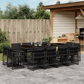 Garden dining set with 13-piece black synthetic rattan cushions. by , Garden sets - Ref: Foro24-3211759, Price: 848,65 €, Dis...