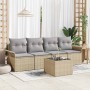 Conjunto de sofá de jardín 5 pcs Beige Poliratán