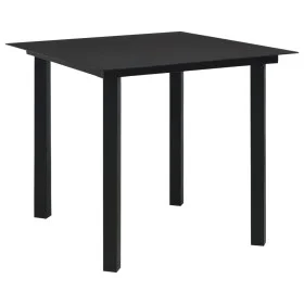Garten-Esstisch aus schwarzem Stahl und Glas, 80 x 80 x 74 cm von vidaXL, Gartentische - Ref: Foro24-312161, Preis: 113,89 €,...