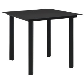 Mesa de comedor de jardín acero y vidrio negra 80x80x74 cm de vidaXL, Mesas de jardín - Ref: Foro24-312161, Precio: 115,76 €,...