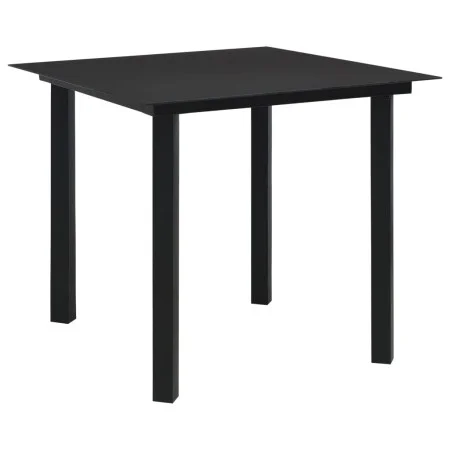 Black steel and glass garden dining table 80x80x74 cm by vidaXL, Garden tables - Ref: Foro24-312161, Price: 113,86 €, Discoun...