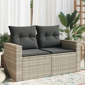 Garden sofa with cushions, 2 seats, light gray synthetic rattan by , Outdoor sofas - Ref: Foro24-366184, Price: 160,40 €, Dis...