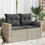 Gartensofa mit Kissen, 2-Sitzer, aus hellem grauem Kunststoffrattan. von , Outdoor-Sofas - Ref: Foro24-366184, Preis: 163,48 ...