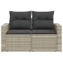 Garden sofa with cushions, 2 seats, light gray synthetic rattan by , Outdoor sofas - Ref: Foro24-366184, Price: 160,40 €, Dis...