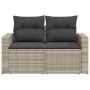 Gartensofa mit Kissen, 2-Sitzer, aus hellem grauem Kunststoffrattan. von , Outdoor-Sofas - Ref: Foro24-366184, Preis: 163,48 ...