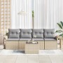 Conjunto de sofá de jardín 5 pcs Beige Poliratán