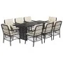 Set de comedor de jardín 9 pzas y cojines ratán sintético negro de , Conjuntos de jardín - Ref: Foro24-3212055, Precio: 1,00 ...