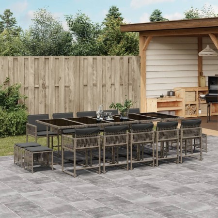 Garden dining set with 15-piece synthetic rattan cushions in gray. by , Garden sets - Ref: Foro24-3211532, Price: 765,59 €, D...