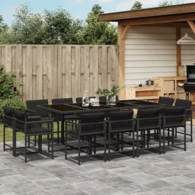 Garden dining set with 13-piece black synthetic rattan cushions. by , Garden sets - Ref: Foro24-3211579, Price: 810,99 €, Dis...