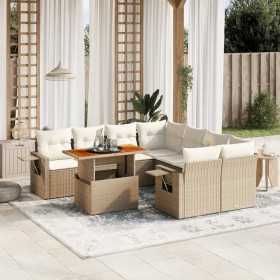 Juego de sofás de jardín con cojines beige 8 pzas ratán PE de , Conjuntos de jardín - Ref: Foro24-3271681, Precio: 636,25 €, ...