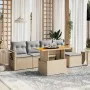 Gartensofa-Set mit 6-teiligen Kissen aus synthetischem Rattan in Beige. von , Gartensets - Ref: Foro24-3271731, Preis: 394,29...