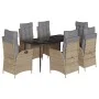 Set comedor de jardín 7 pzas con cojines ratán sintético beige de , Conjuntos de jardín - Ref: Foro24-3213259, Precio: 879,00...