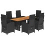 Garten-Essgruppe 7-teilig mit schwarzen Polstern aus synthetischem Rattan. von , Gartensets - Ref: Foro24-3212275, Preis: 808...