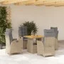 Set comedor de jardín 5 pzas con cojines ratán sintético beige de , Conjuntos de jardín - Ref: Foro24-3277482, Precio: 633,41...