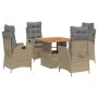 Set comedor de jardín 5 pzas con cojines ratán sintético beige de , Conjuntos de jardín - Ref: Foro24-3277482, Precio: 633,41...