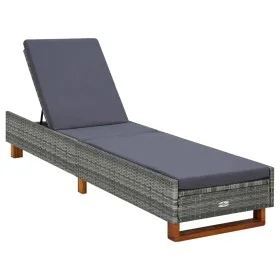Lounger with gray synthetic rattan cushion by vidaXL, Loungers - Ref: Foro24-310473, Price: 155,21 €, Discount: %