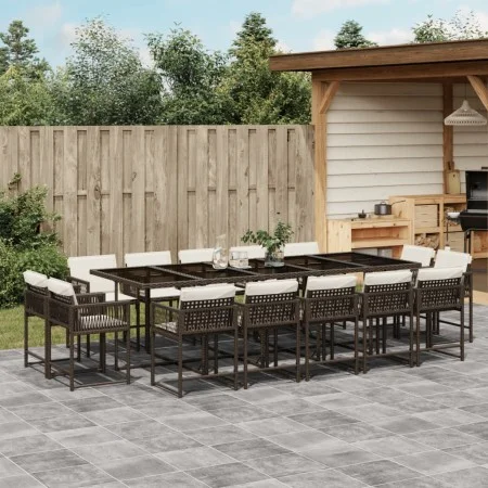 Garden dining set with 15-piece synthetic brown rattan cushions by , Garden sets - Ref: Foro24-3211593, Price: 974,07 €, Disc...