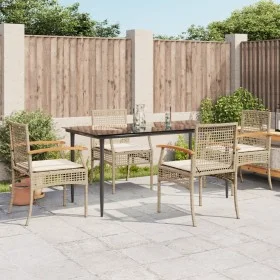 Garden dining set 5 pieces with beige synthetic rattan cushions by , Garden sets - Ref: Foro24-3213627, Price: 400,44 €, Disc...