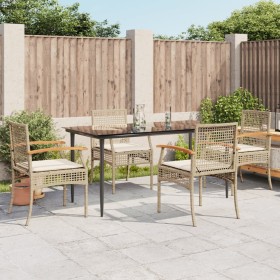 Garten-Essgruppe 5-teilig mit Kissen aus synthetischem Rattan in Beige. von , Gartensets - Ref: Foro24-3213627, Preis: 363,68...