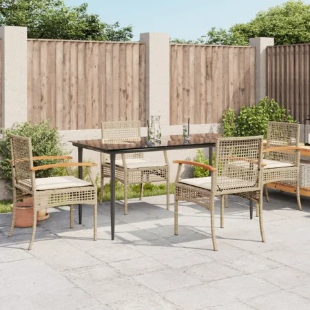 Garden dining set 5 pieces with beige synthetic rattan cushions by , Garden sets - Ref: Foro24-3213627, Price: 400,52 €, Disc...