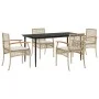 Garten-Essgruppe 5-teilig mit Kissen aus synthetischem Rattan in Beige. von , Gartensets - Ref: Foro24-3213627, Preis: 402,10...