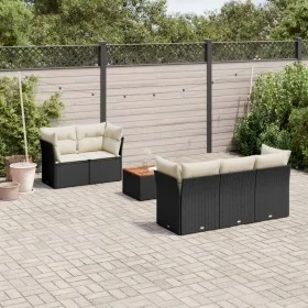 Garden sofa set, 6 pieces, with black synthetic rattan cushions. by , Garden sets - Ref: Foro24-3255811, Price: 385,39 €, Dis...