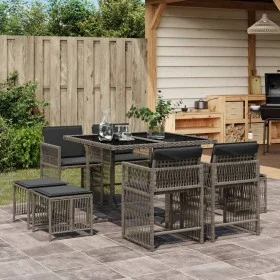 Garden dining set 9 pieces and gray synthetic rattan cushions by , Garden sets - Ref: Foro24-3211676, Price: 401,50 €, Discou...