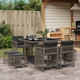 Set comedor jardín 9 pzas y cojines ratán sintético gris de , Conjuntos de jardín - Ref: Foro24-3211676, Precio: 355,98 €, De...
