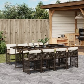 Garden dining set 9 pieces and brown synthetic rattan cushions by , Garden sets - Ref: Foro24-3211641, Price: 580,42 €, Disco...