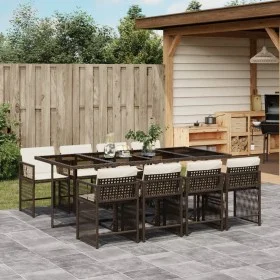 Garden dining set 9 pieces and brown synthetic rattan cushions by , Garden sets - Ref: Foro24-3211641, Price: 631,95 €, Disco...