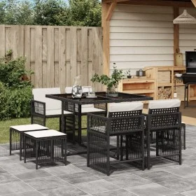 Garten-Essgruppe 9-teilig mit schwarzen Polstern aus synthetischem Rattan. von , Gartensets - Ref: Foro24-3211674, Preis: 399...