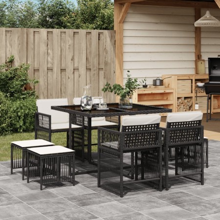 9-piece garden dining set with black synthetic rattan cushions by , Garden sets - Ref: Foro24-3211674, Price: 361,95 €, Disco...
