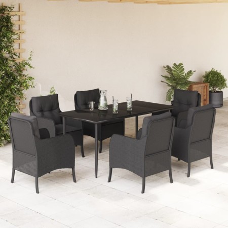 Garten-Essgruppe 7-teilig mit schwarzen Polstern aus synthetischem Rattan. von , Gartensets - Ref: Foro24-3211924, Preis: 724...
