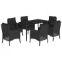 Garten-Essgruppe 7-teilig mit schwarzen Polstern aus synthetischem Rattan. von , Gartensets - Ref: Foro24-3211924, Preis: 724...