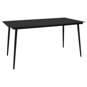 Garten-Esstisch aus schwarzem Stahl und Glas, 150 x 80 x 74 cm von vidaXL, Gartentische - Ref: Foro24-312158, Preis: 196,41 €...