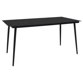 Garten-Esstisch aus schwarzem Stahl und Glas, 150 x 80 x 74 cm von vidaXL, Gartentische - Ref: Foro24-312158, Preis: 189,22 €...