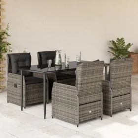 5-piece garden dining set with gray synthetic rattan cushions by , Garden sets - Ref: Foro24-3262857, Price: 654,79 €, Discou...