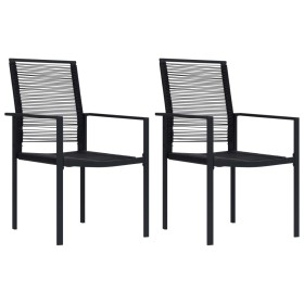 Sillas de jardín 2 unidades ratán de PVC negro de vidaXL, Sillas de jardín - Ref: Foro24-312171, Precio: 95,30 €, Descuento: %